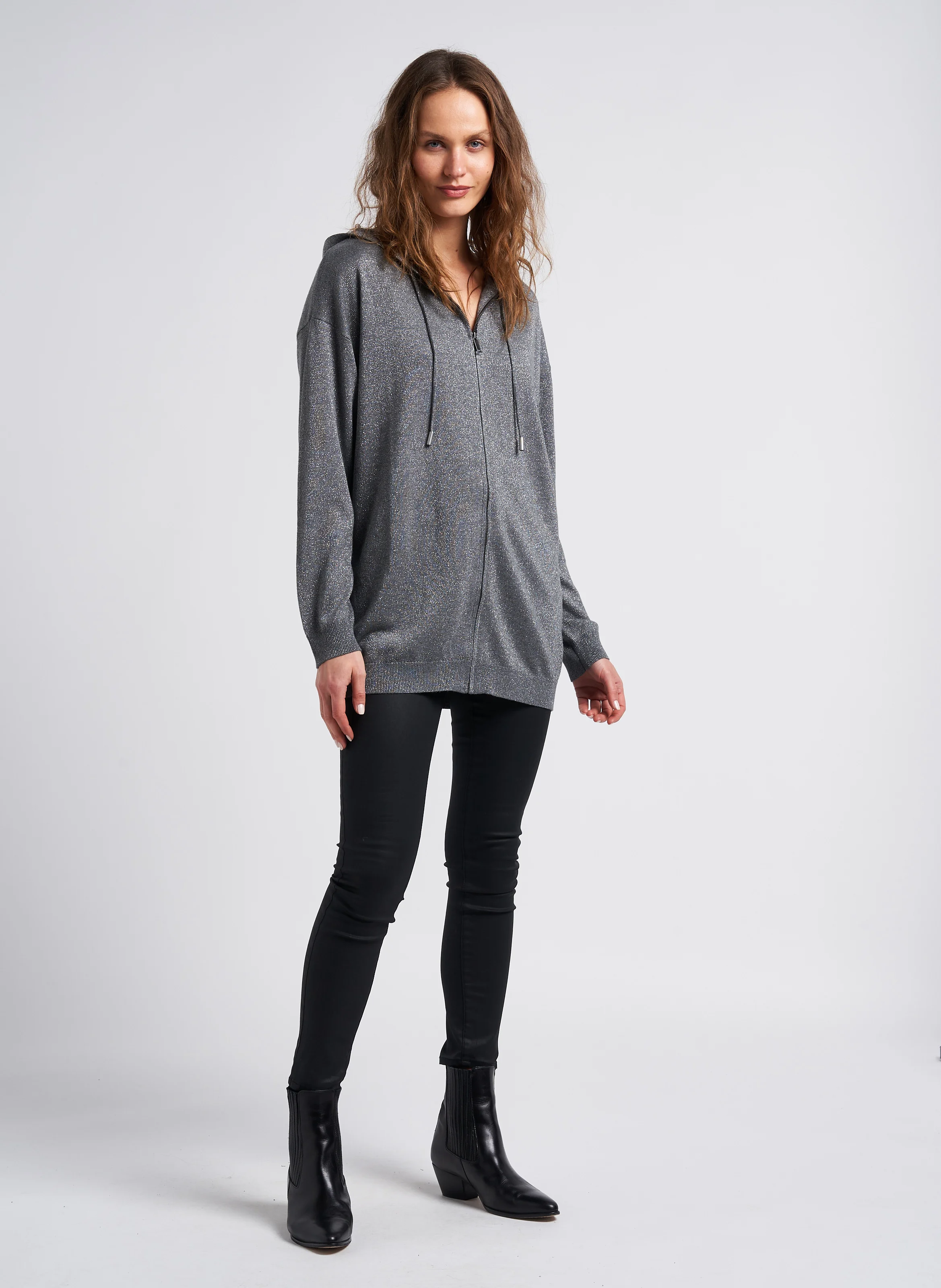 Jean enduit skinny taille haute en coton mélangé | Noir