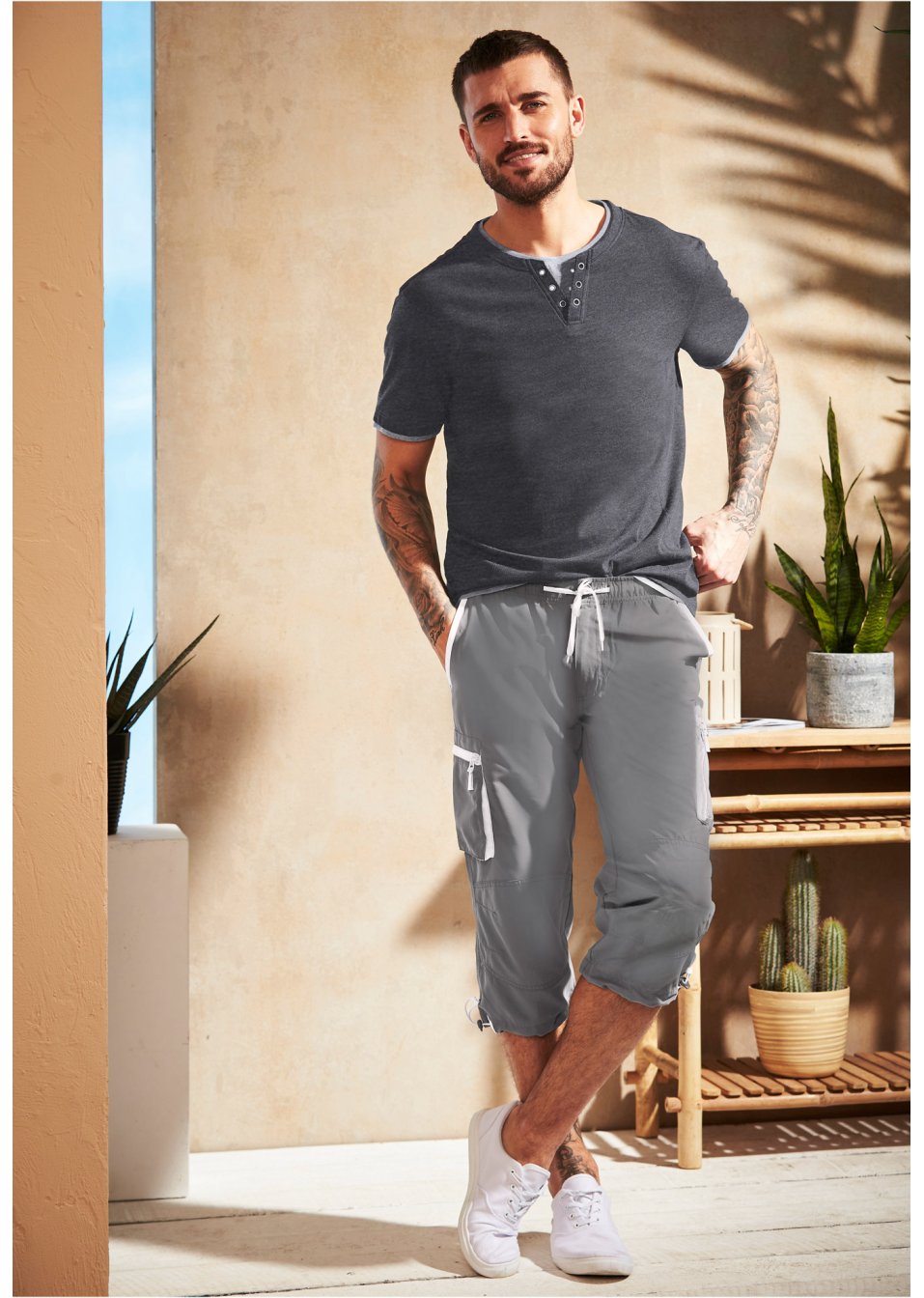 Pantalon 3/4 à enfiler en microfibre