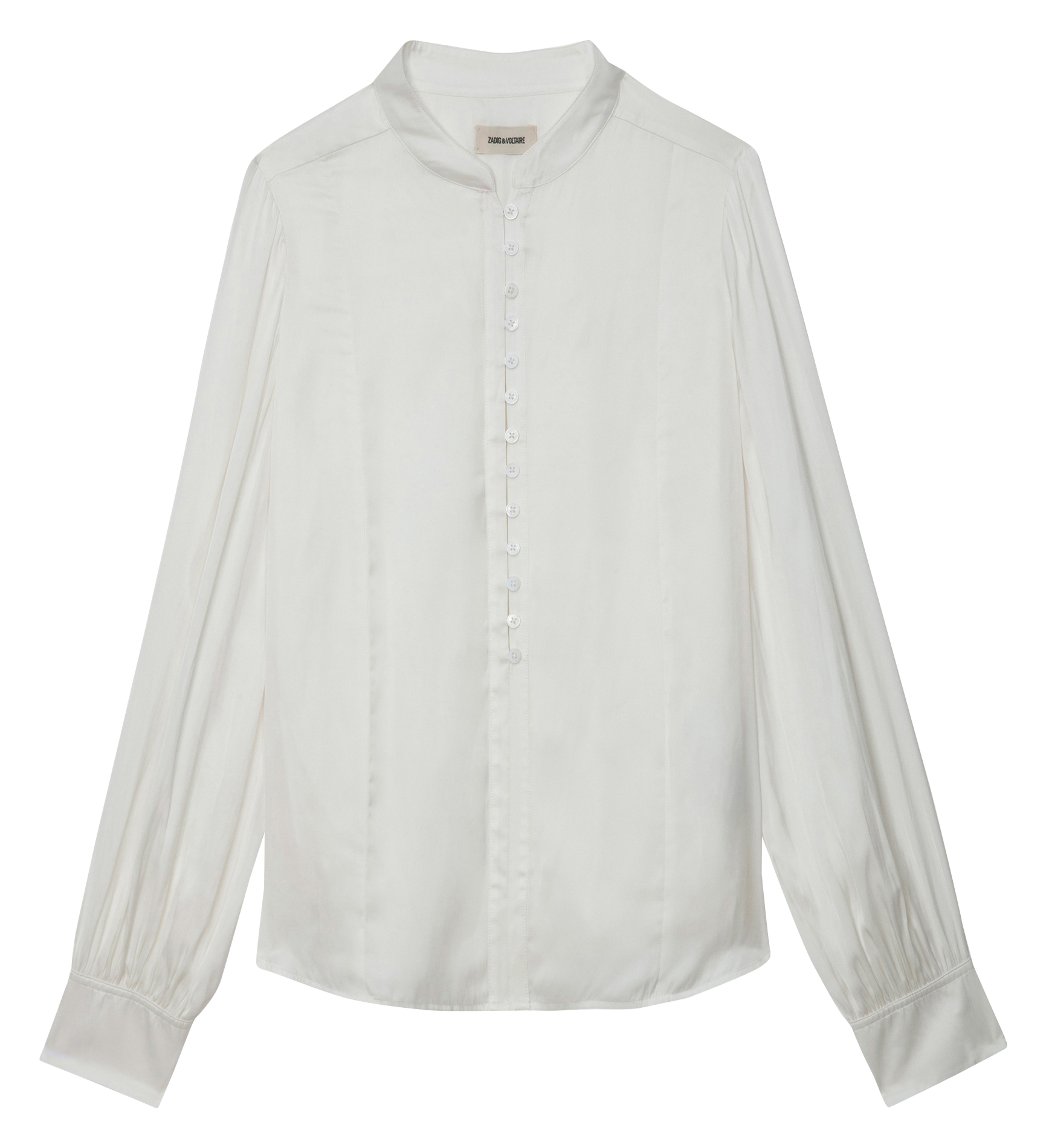 TWINA - Blouse fluide col rond en satin | Blanc