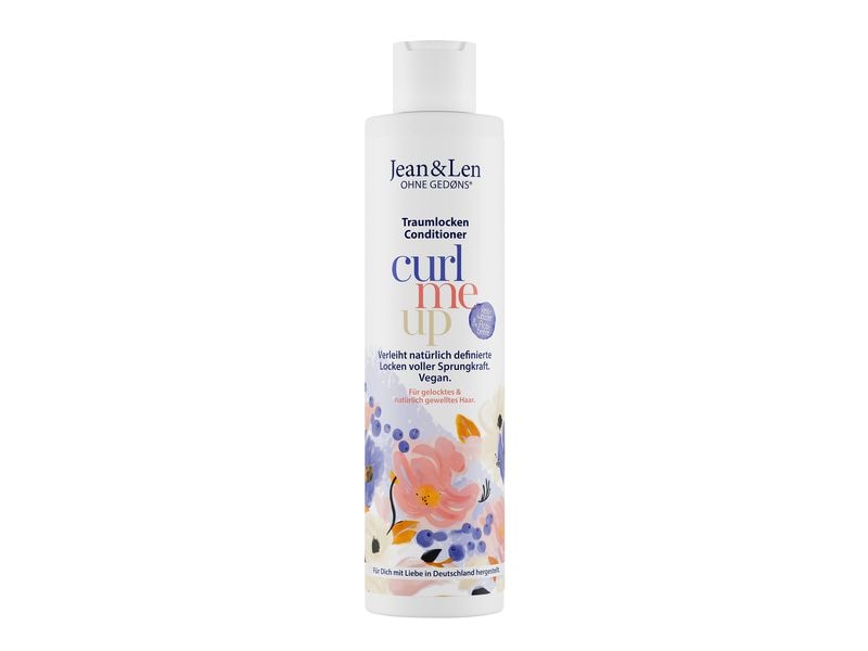Jean & Len Haarspülung Reiswasser/ Acaibeere 300 ml Natürlicher Conditioner für Locken mit Anti-Frizz Effekt für definierte Curls