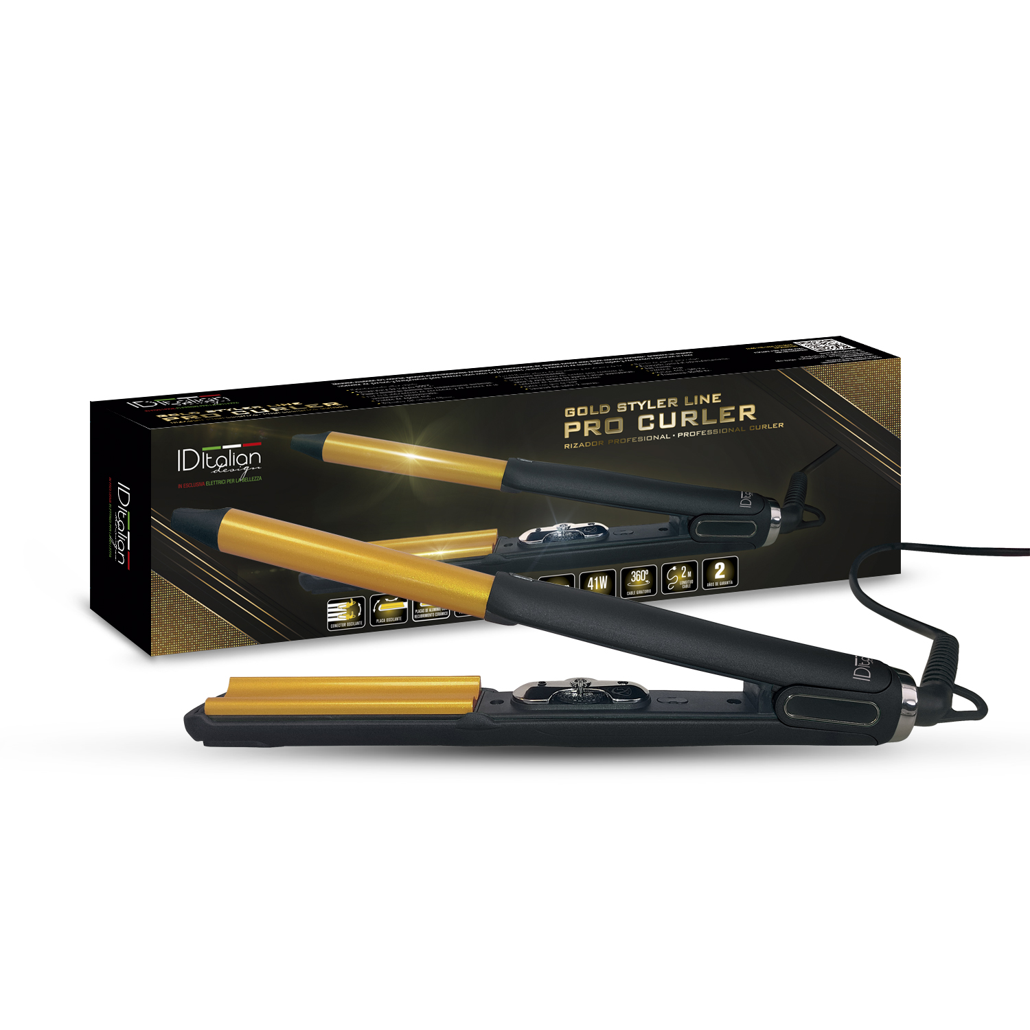 Italian Design Gold Styler Line Pro Curler curling iron