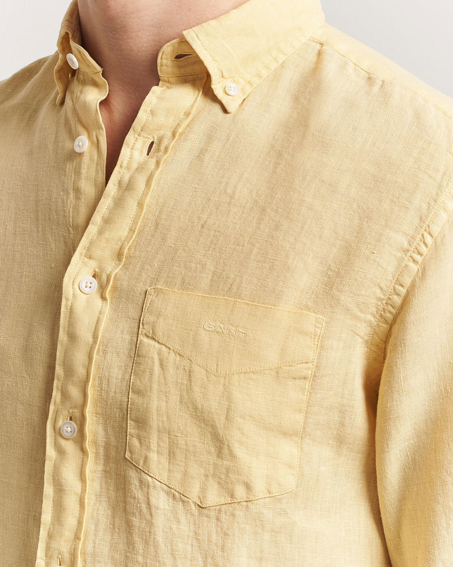 GANT Regular Fit Garment Dyed Linen Shirt Dusty Yellow