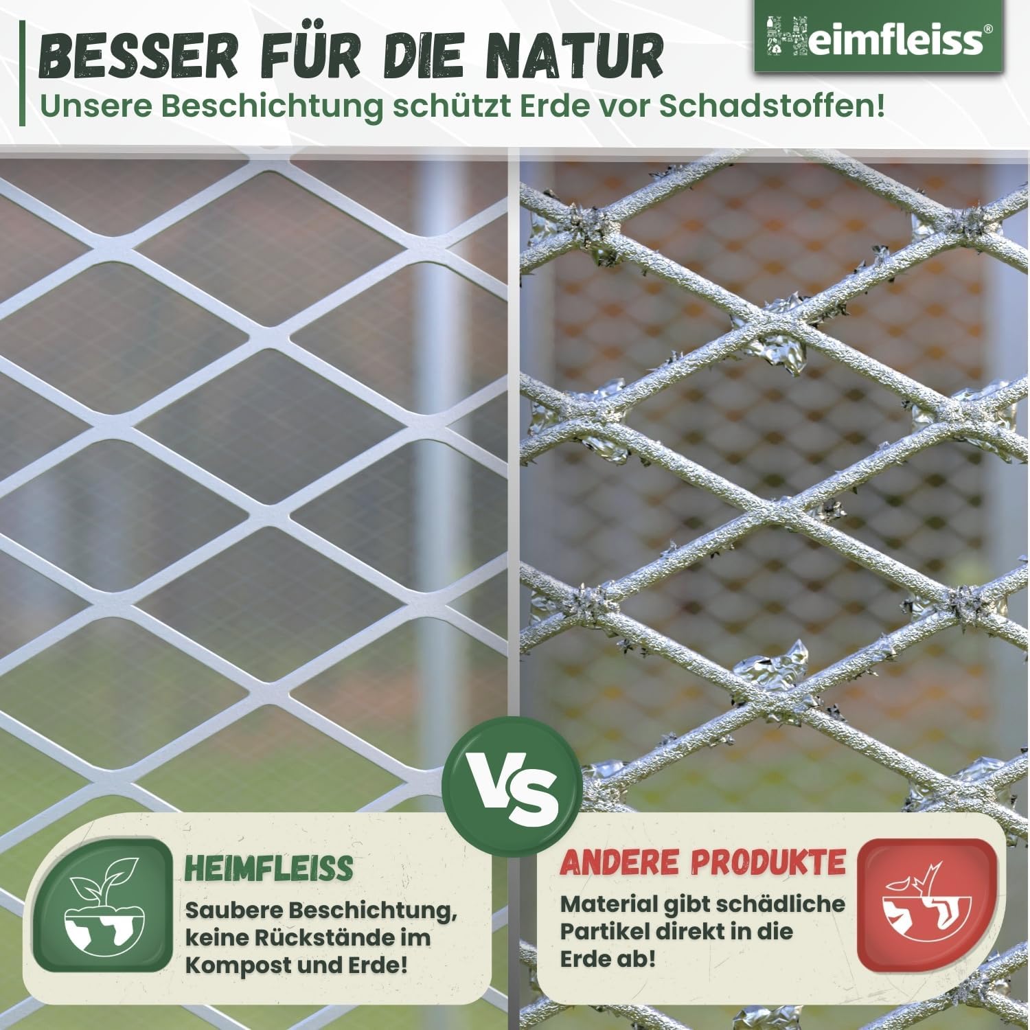 Heimfleiss® Komposter Metall 100x100x75 cm + Deckel & Boden | 750L Metallkomposter verzinkt & pulverbeschichtet | Metall Komposter Garten für Rasenschnitt & Biomüll | Gartenkomposter mit Stecksystem