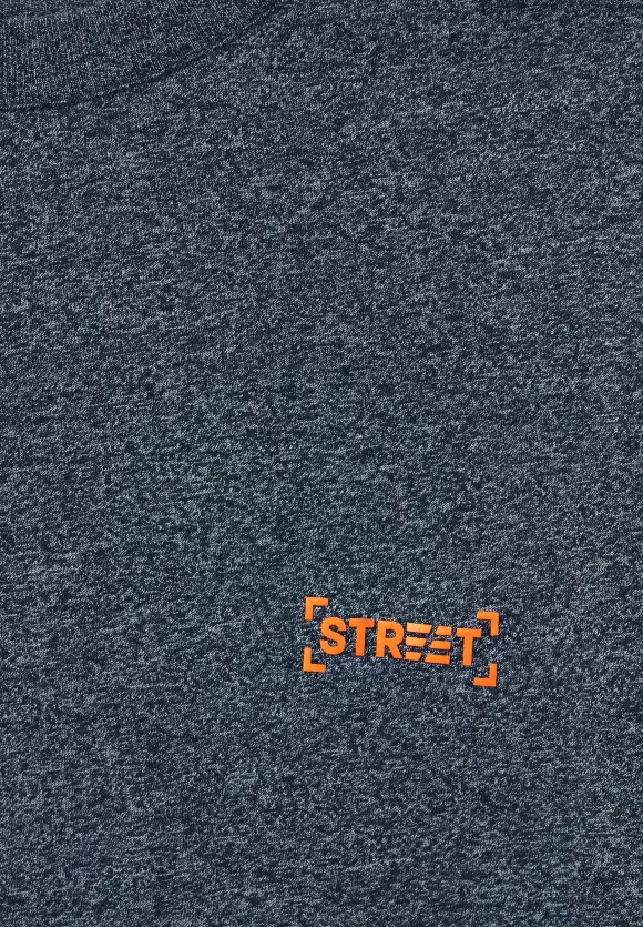 T-Shirt mit Turn-Up - dark night blue melange