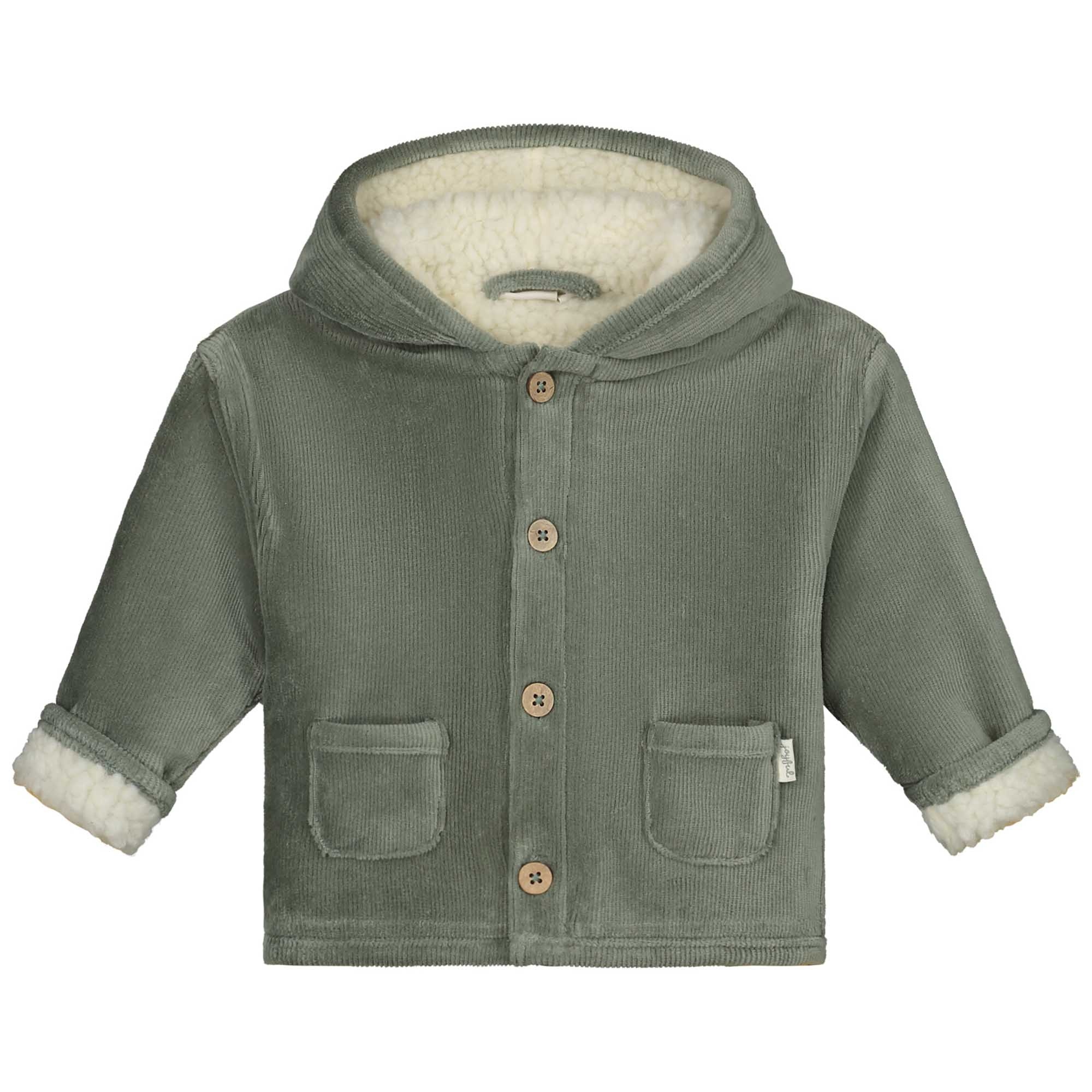 Prénatal newborn jas rib velours lange mouwen effen groen