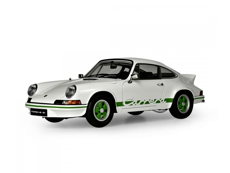 IXO Models Bausatz Porsche 911 RS 2.7 Weiss/Grün 1:8 Standmodellbausatz im Massstab 1:8