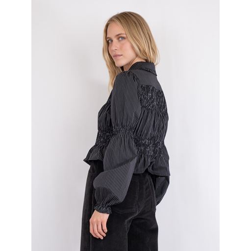 Neo Noir Kella Stripe Smock Skjorte, Sort, 40