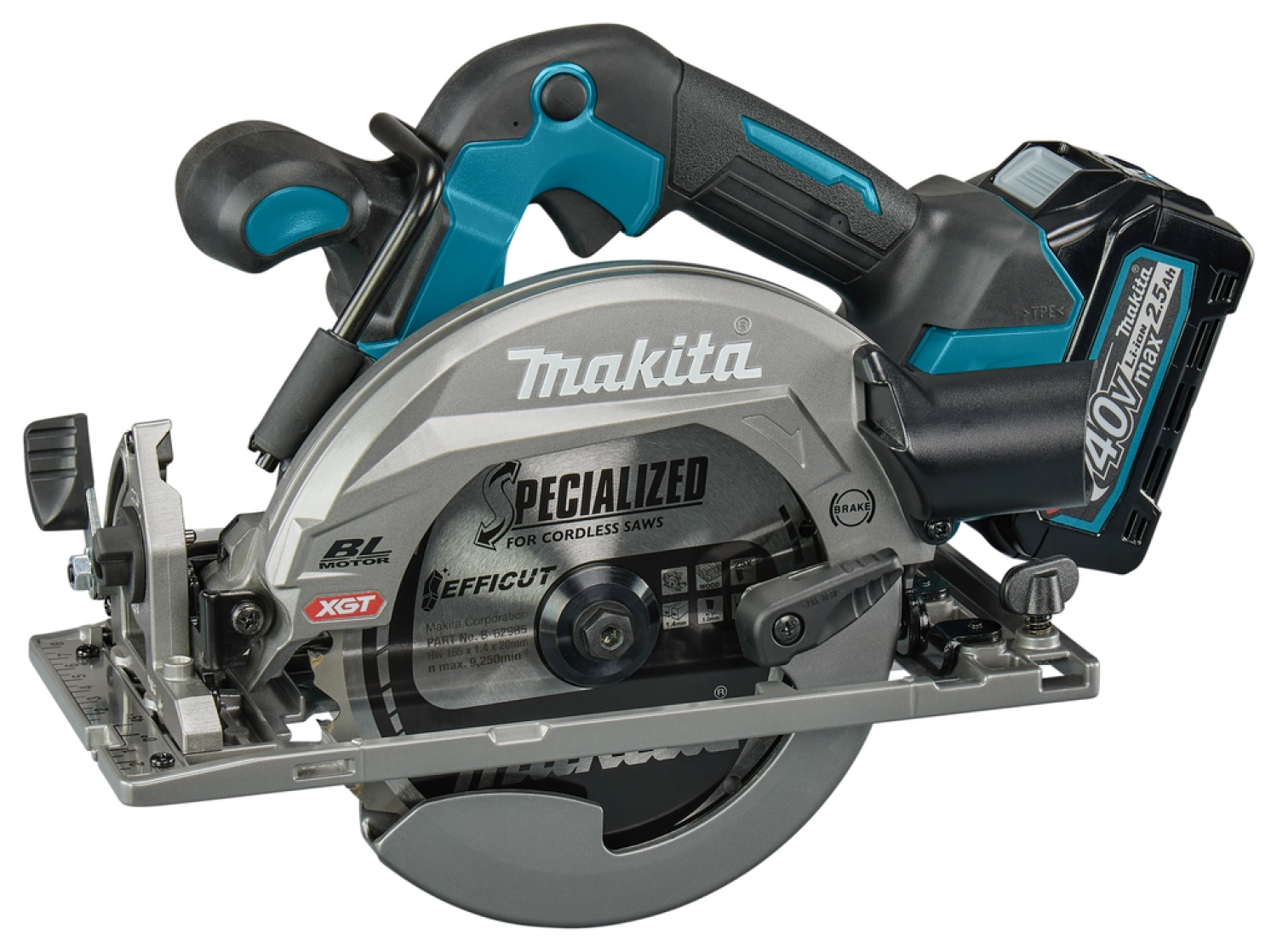 Makita HS012GD201 XGT 40V Li-Ion accu cirkelzaag set (2x 2,5Ah accu) in Mbox - 165 mm