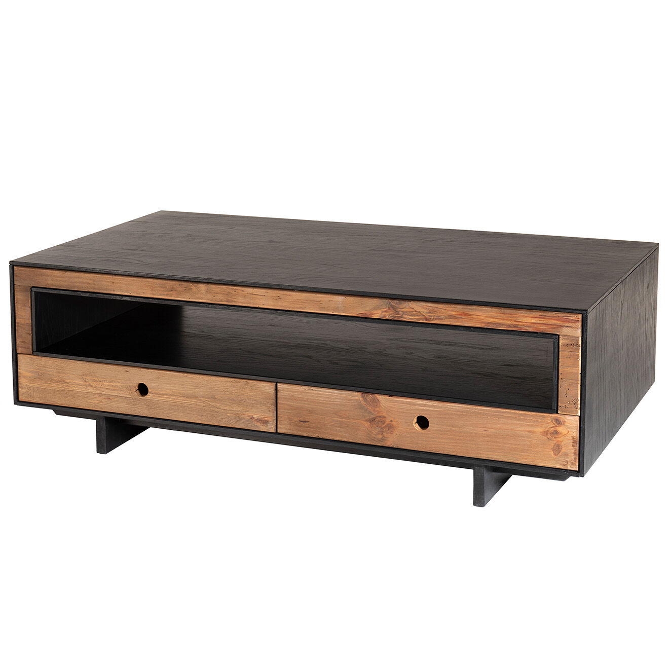 Macabane Table basse 4 tiroirs Andrea Bois naturel  - 135x70x45cm