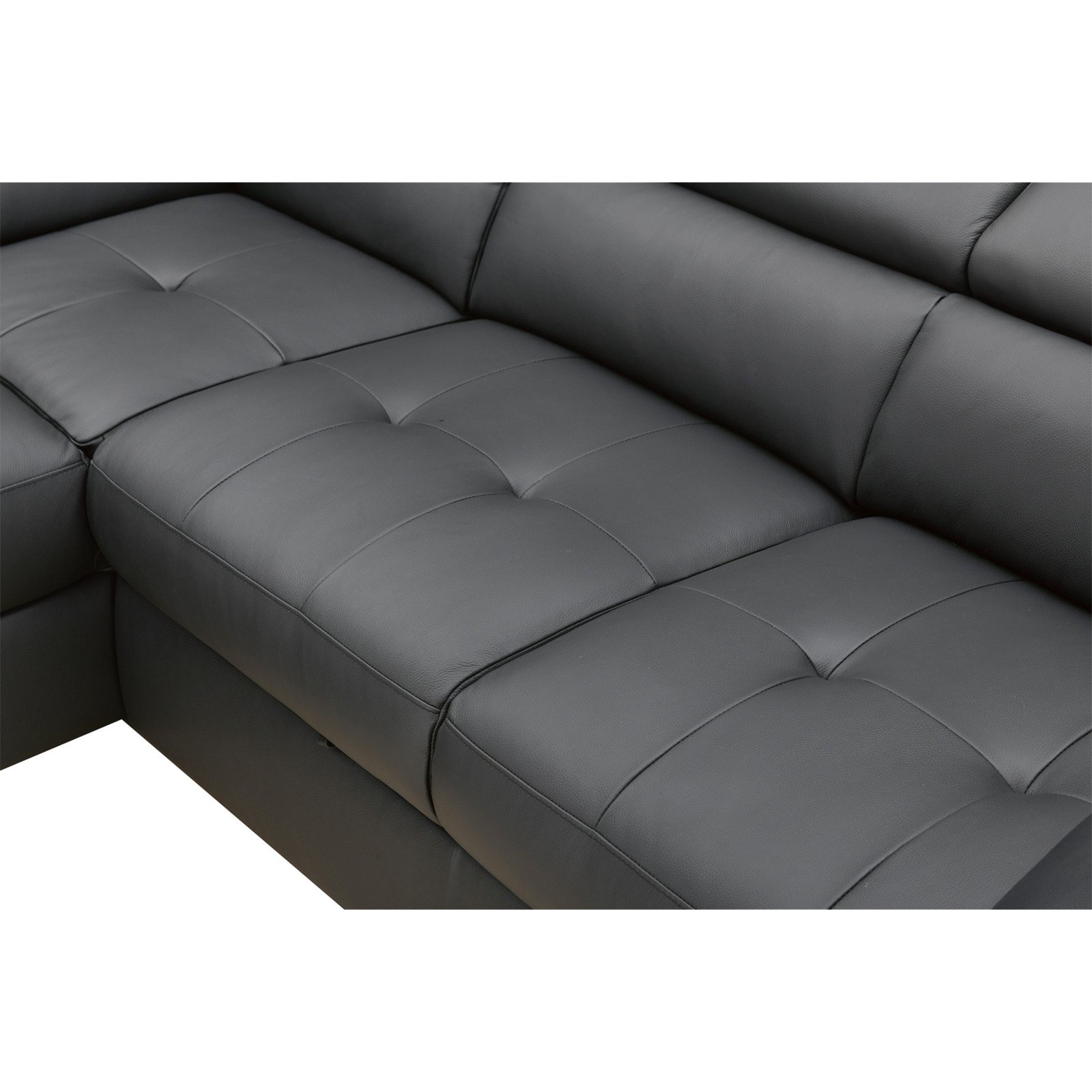 Ecksofa Miro, Spaltleder schwarz, Ottomane links