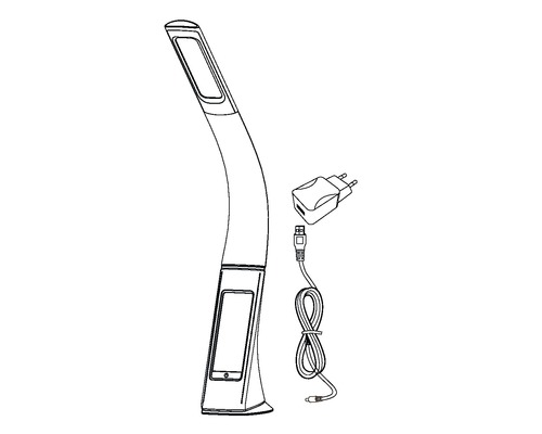 LED-kantoorlamp, dimbaar, 3,2 W, 300 lm, 5000 KH, 51 cm, Cognoli, lederlook, zwart