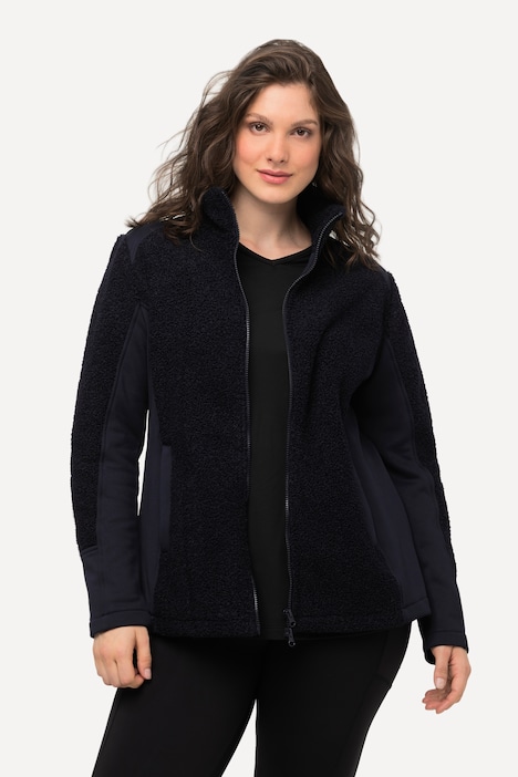 Teddyfleece-Jacke, Stehkragen, 2-Wege-Reißverschluss