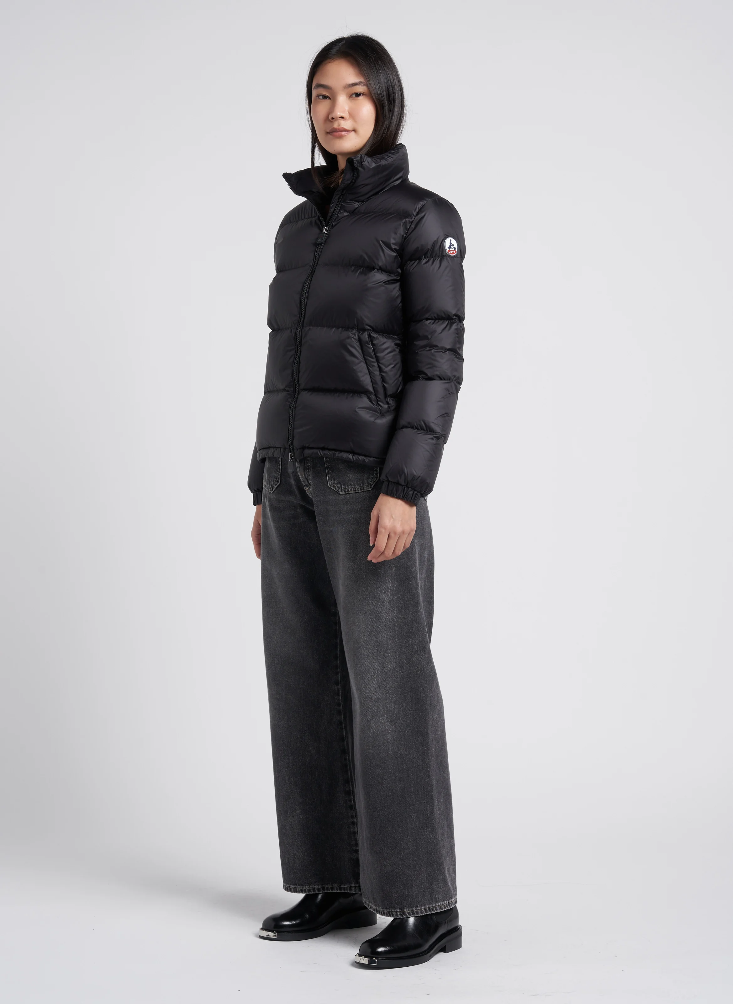 Jean flare taille haute en coton | Noir