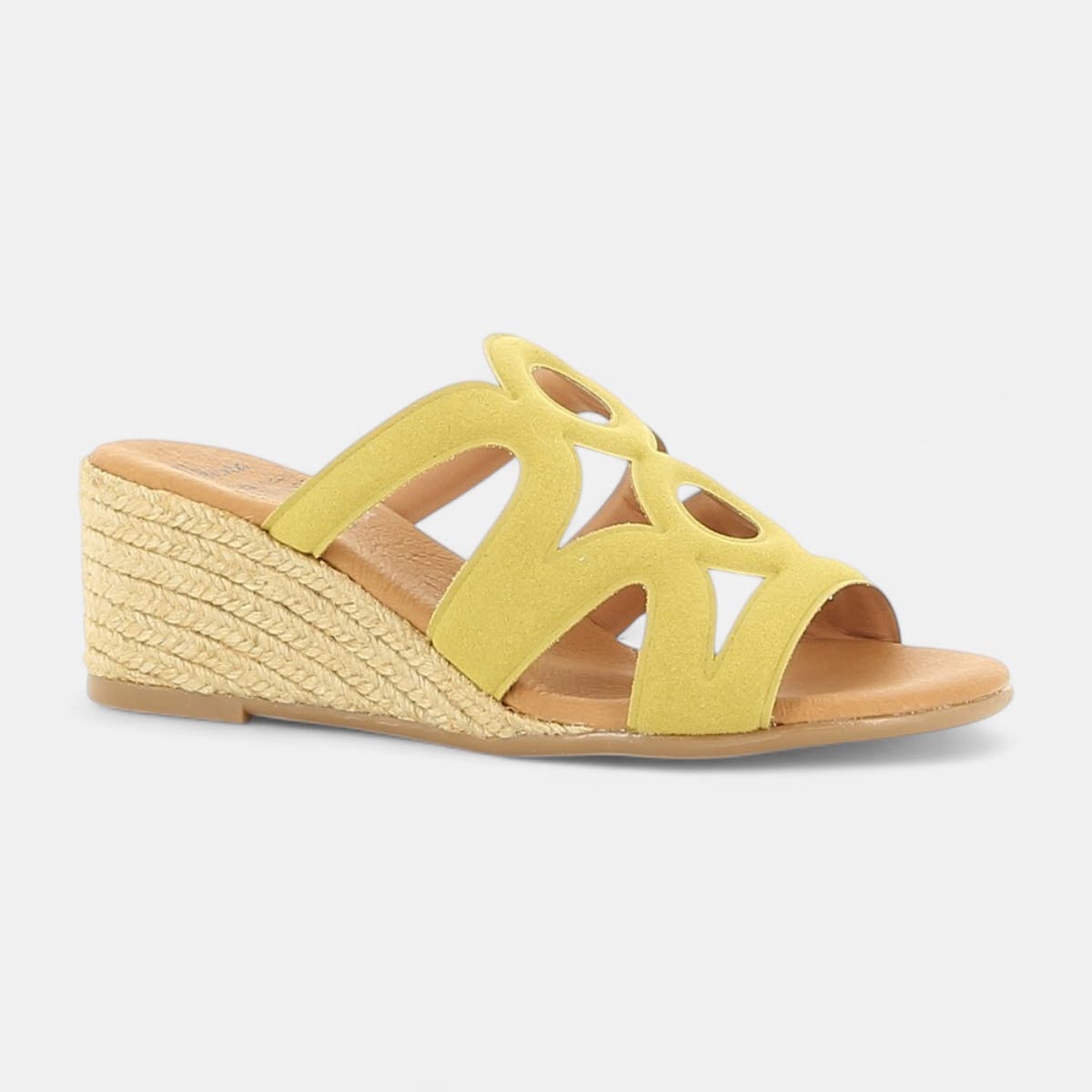 Mules à talon compensé Femme jaune