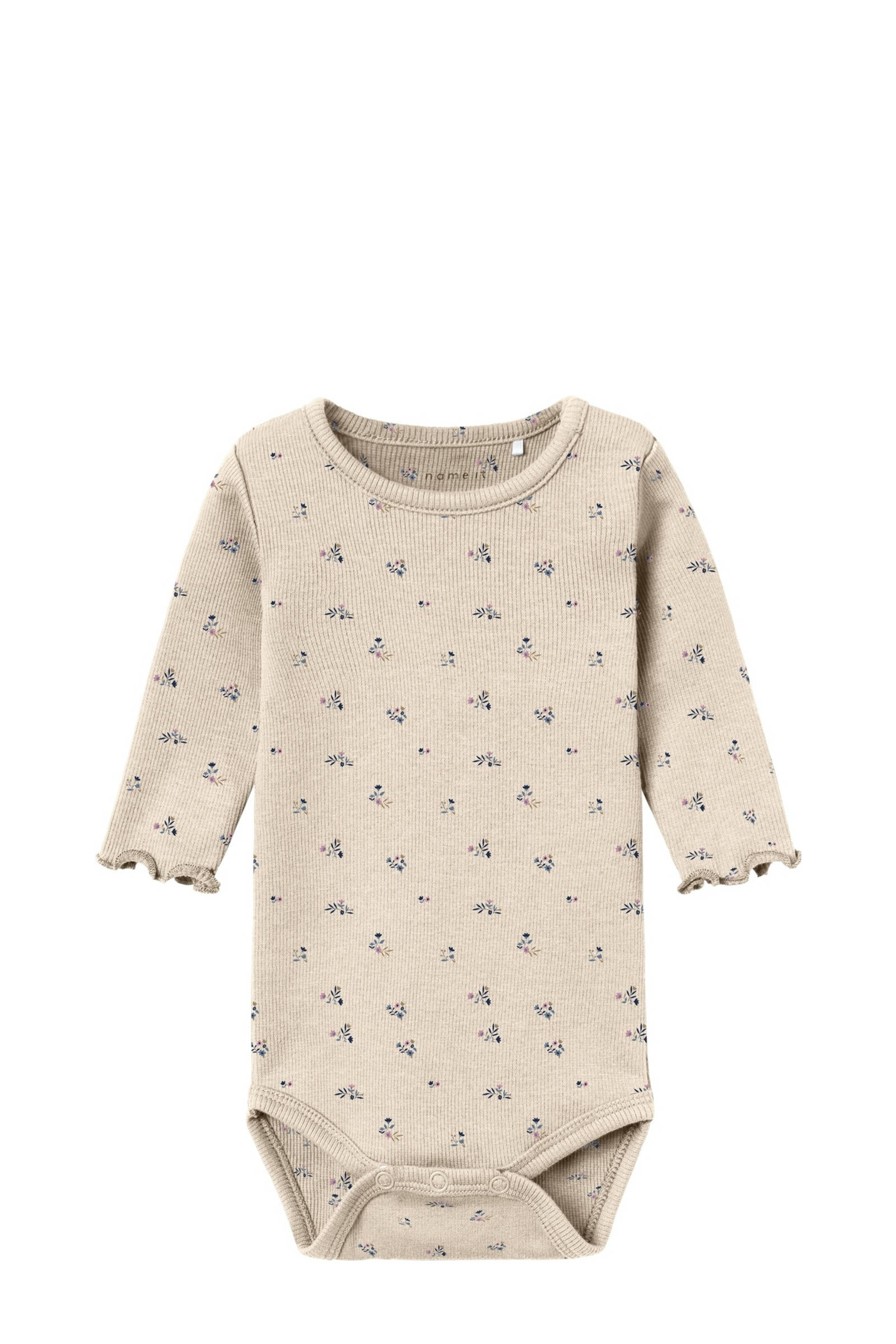 NAME IT romper + babybroek NBFOLINNE met bloemdessin beige/bruin