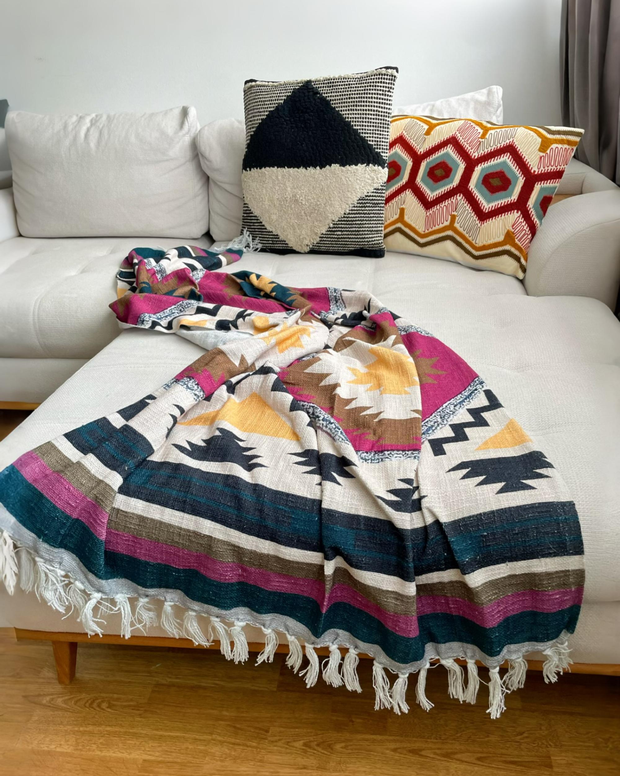 Sierkussen KHORA Katoen 50 x 50 cm Zwart geometrisch patroon