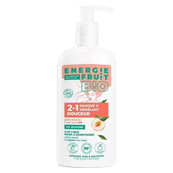 Máscara Suavizante para Cabelos Finos e Delicados Energie Fruit com Pêssego Branco e Água de Arroz Orgânica 300ml
