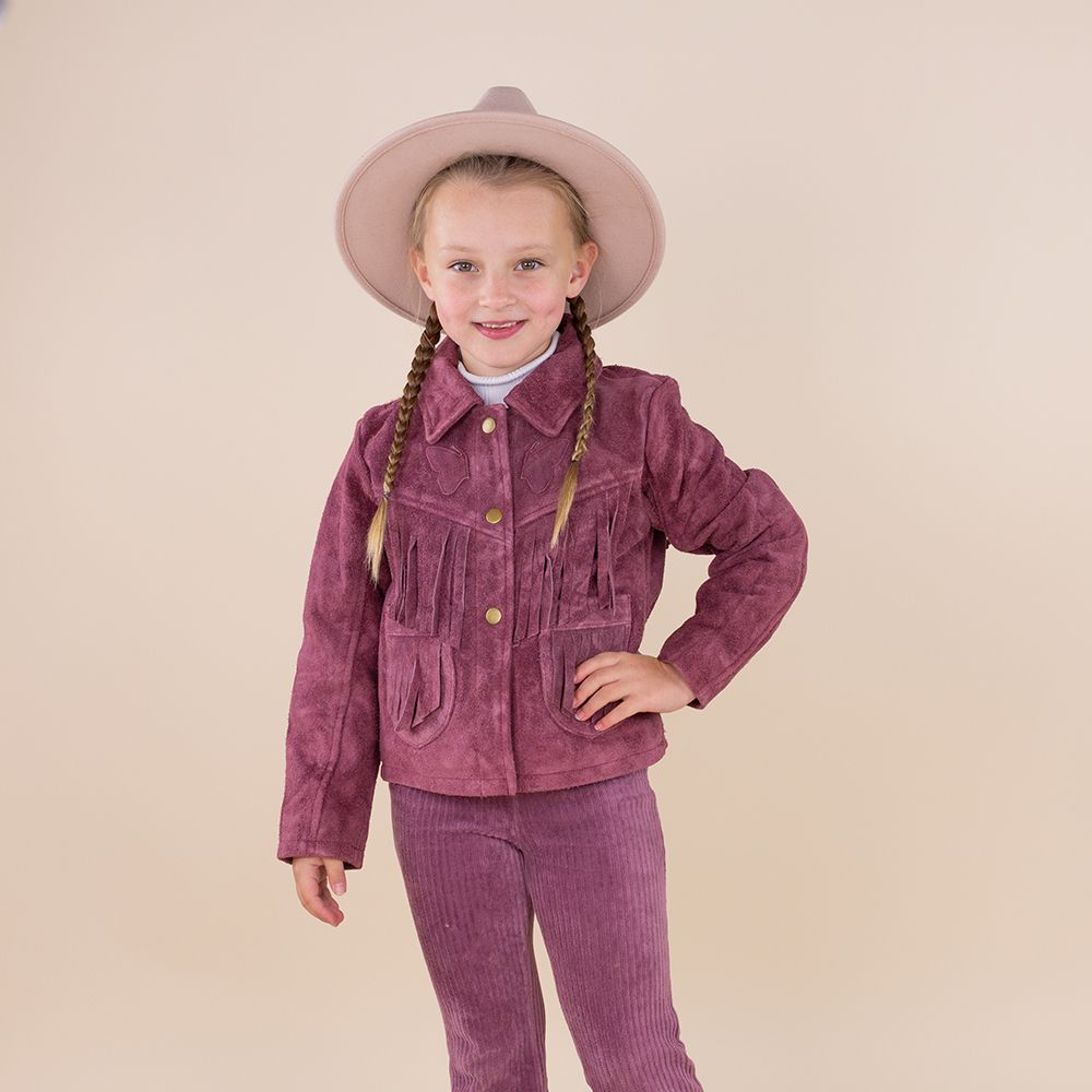 Moonrise kids fringe jacket Kodi raspberry