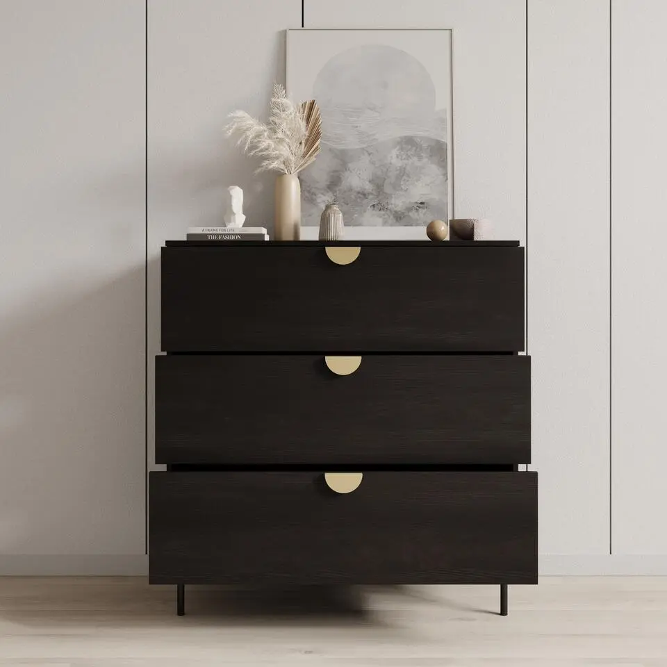 Meubella - Ladekast Monor - Zwart eiken - 100 cm