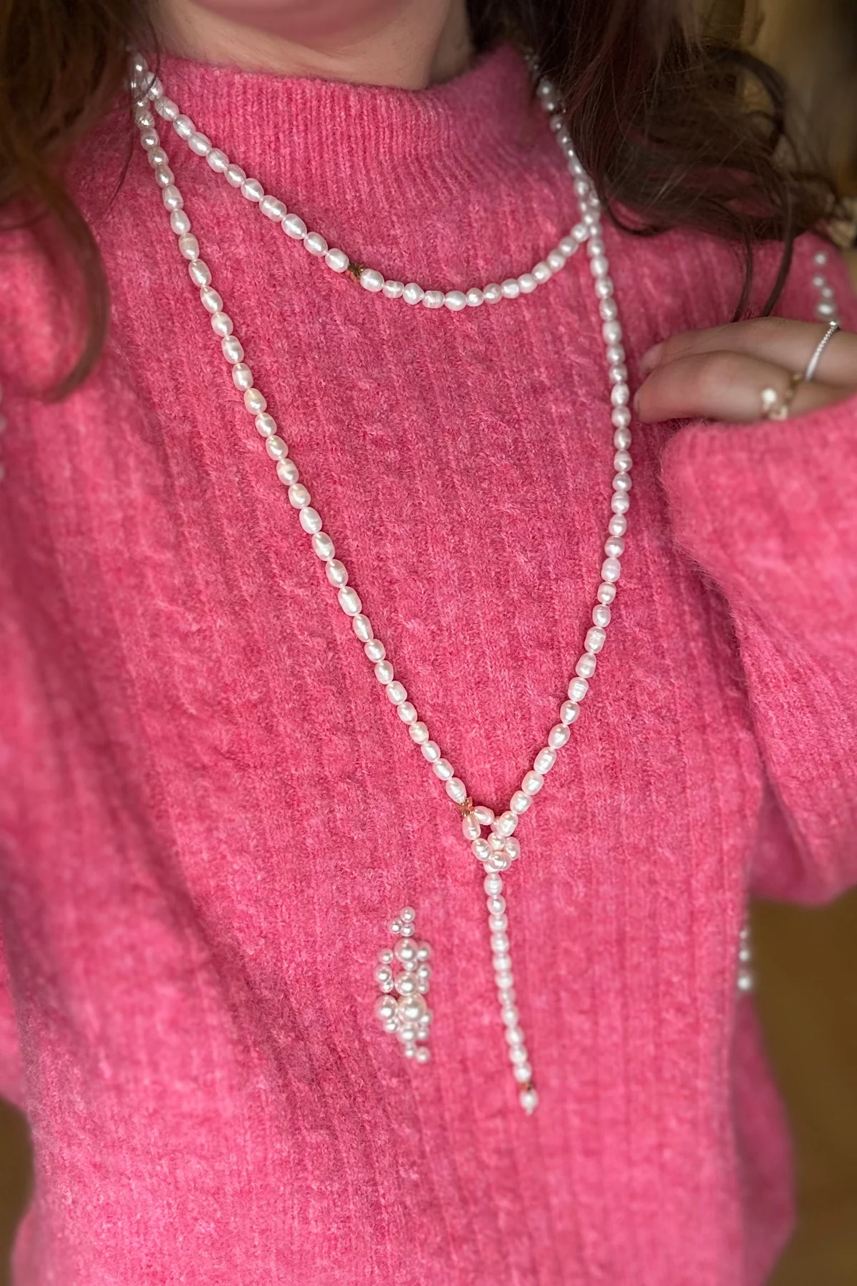 Mellow Moon Long Pearl Necklace Butterflies