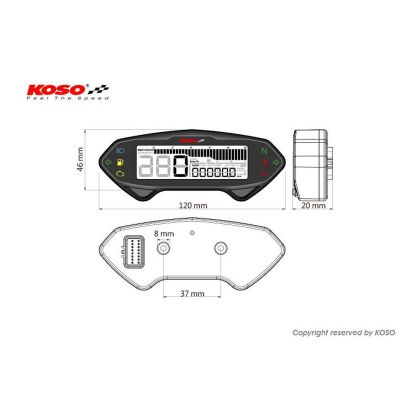 Compteur Digital Koso DB-01RN LCD Universel