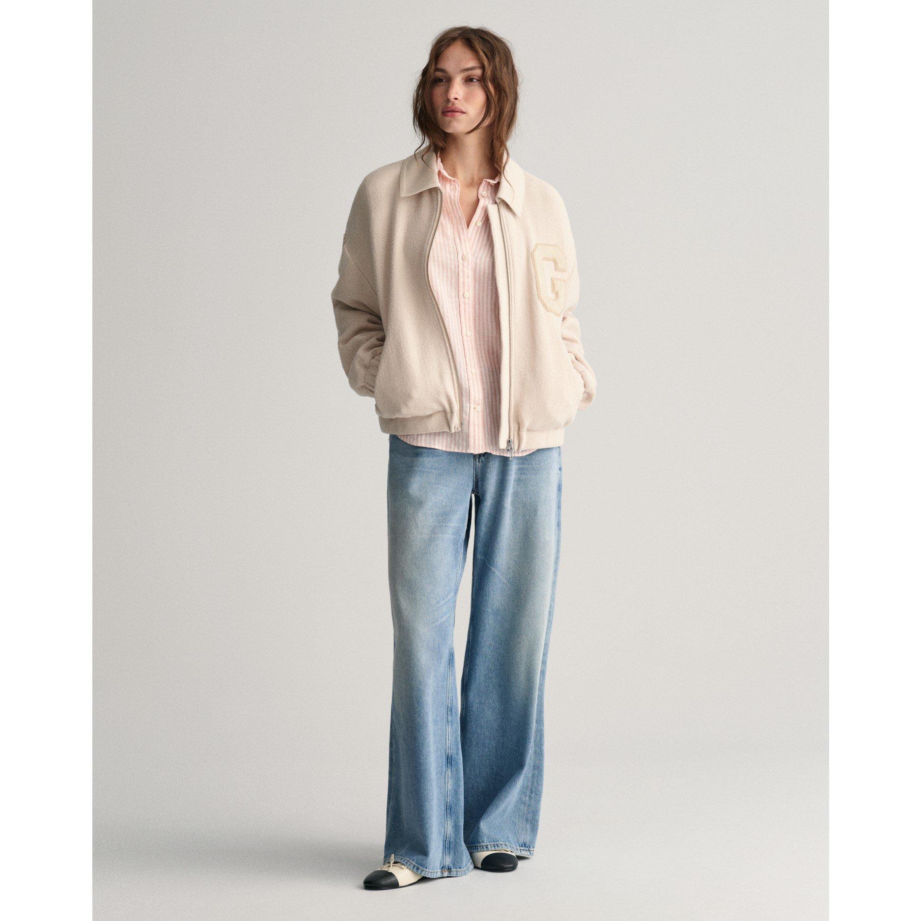 Gant REG LINEN STRIPE SHIRT PEACHY PINK