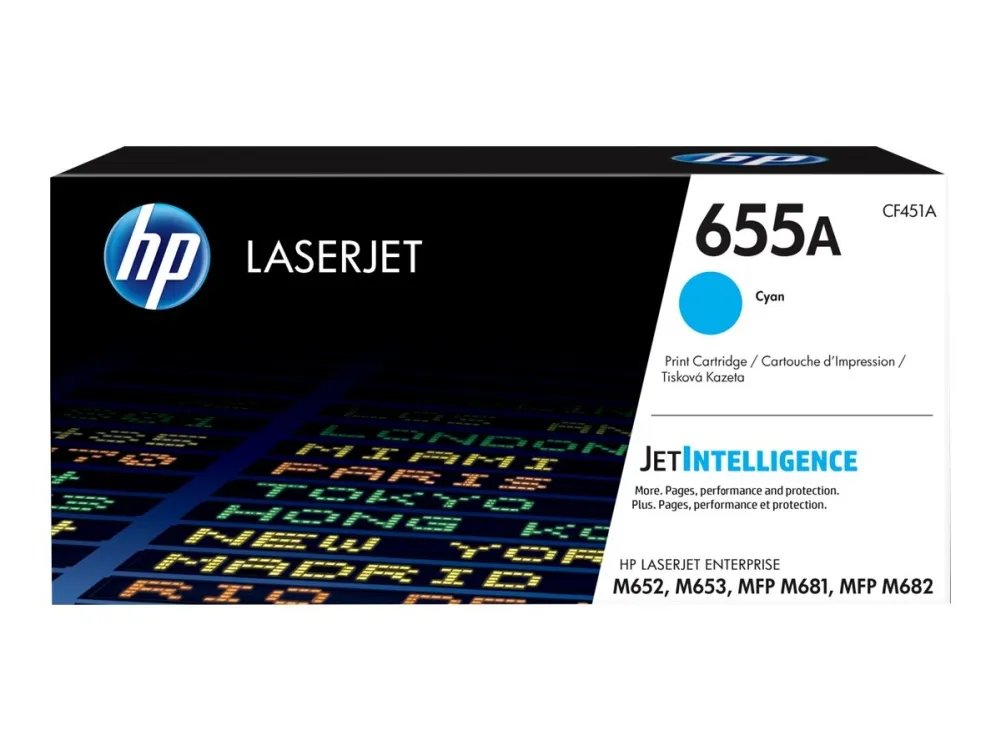 Lasertoner HP 655A CF451A, 10.500 sider, cyan