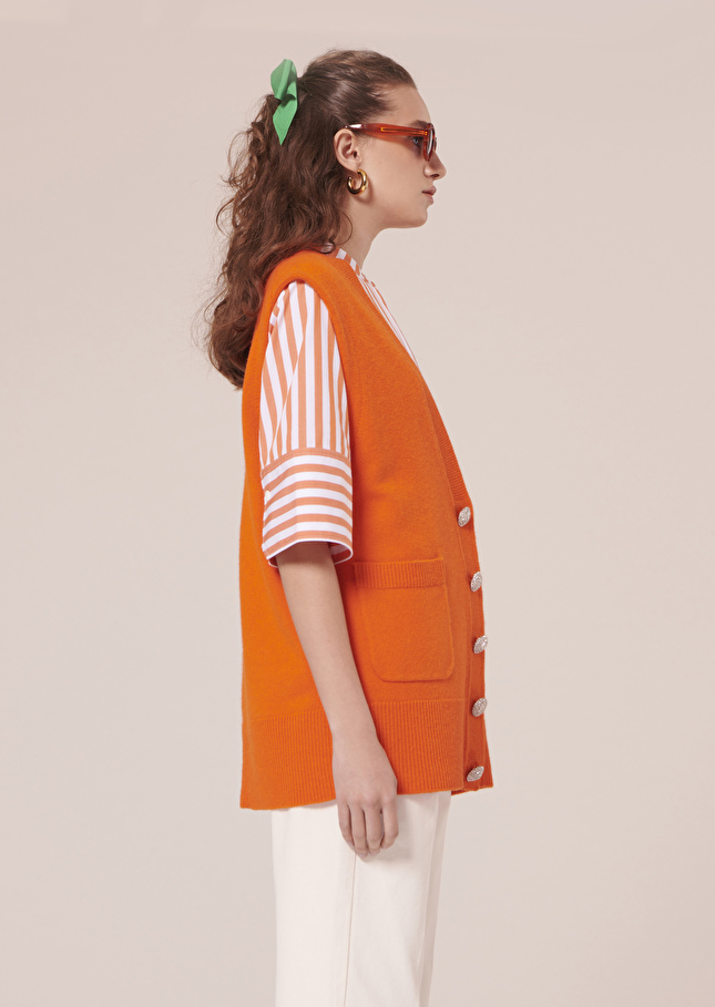 Gilet Ginnyorange en laine mérinos et alpaga