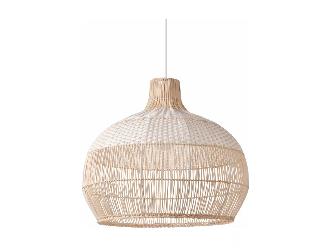 Luminaire suspension en rotin blanc d40 cm x h40 cm