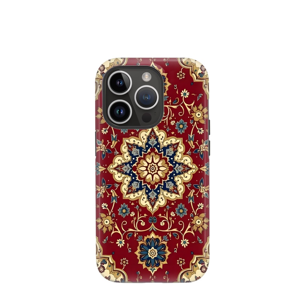 iPhone 14 Pro Hybrid (Kunststoff / Gummi) Hülle Orientalische Pracht 2 - Rot