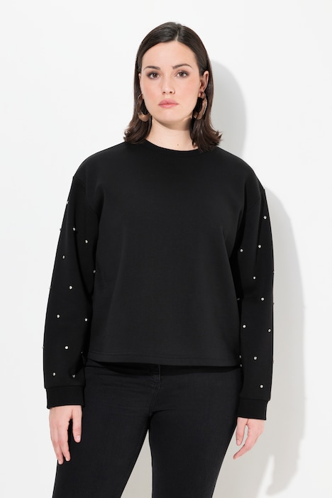 Sweatshirt, Ziersteine, Oversized, Rundhals, Langarm