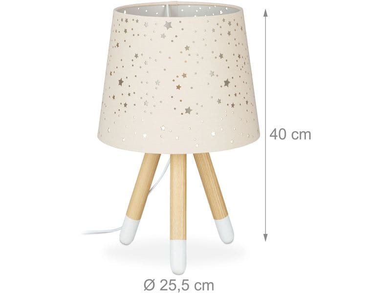 relaxdays Tischlampe Sterne Hellbraun Nachttischlampe mit niedlichem Motiv