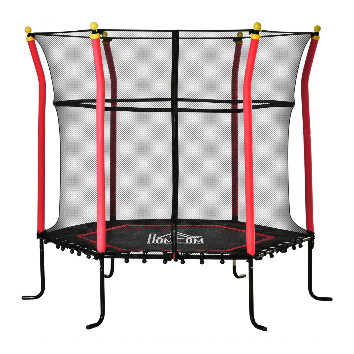 HOMCOM Kindertrampoline, Tuintrampoline met Veiligheidsnet, voor 3-10 Jaar, Ø160 cm, Staal, Rood