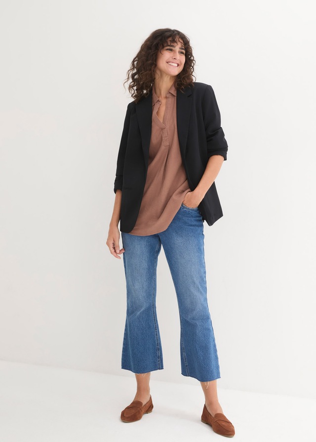 bonprix Langarmbluse »3/4-Arm Bluse mit Leinen«, 3/4-Arm Bluse mit Leinen