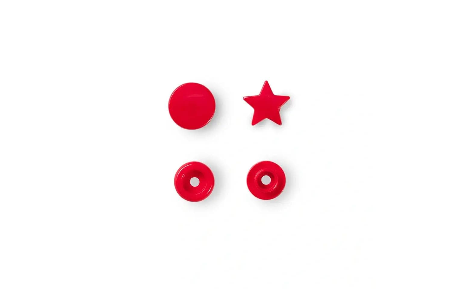 Druckknöpfe Color Snaps Stern, Rot, 12.4 mm, 30 StückNähfreie Druckknöpfe