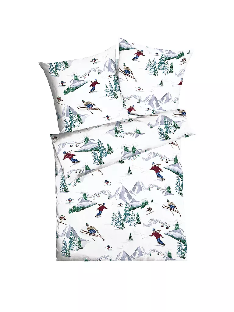 KAEPPEL Flanell Bettwäsche 70x90cm/140x200cm ALPIN ALLOVER weiss