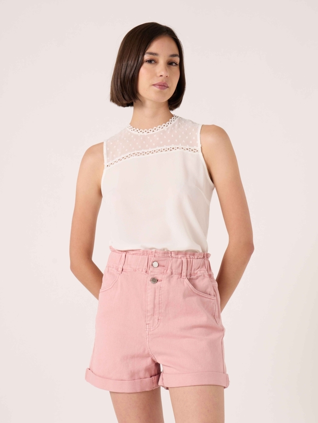 Top col montant dentelle