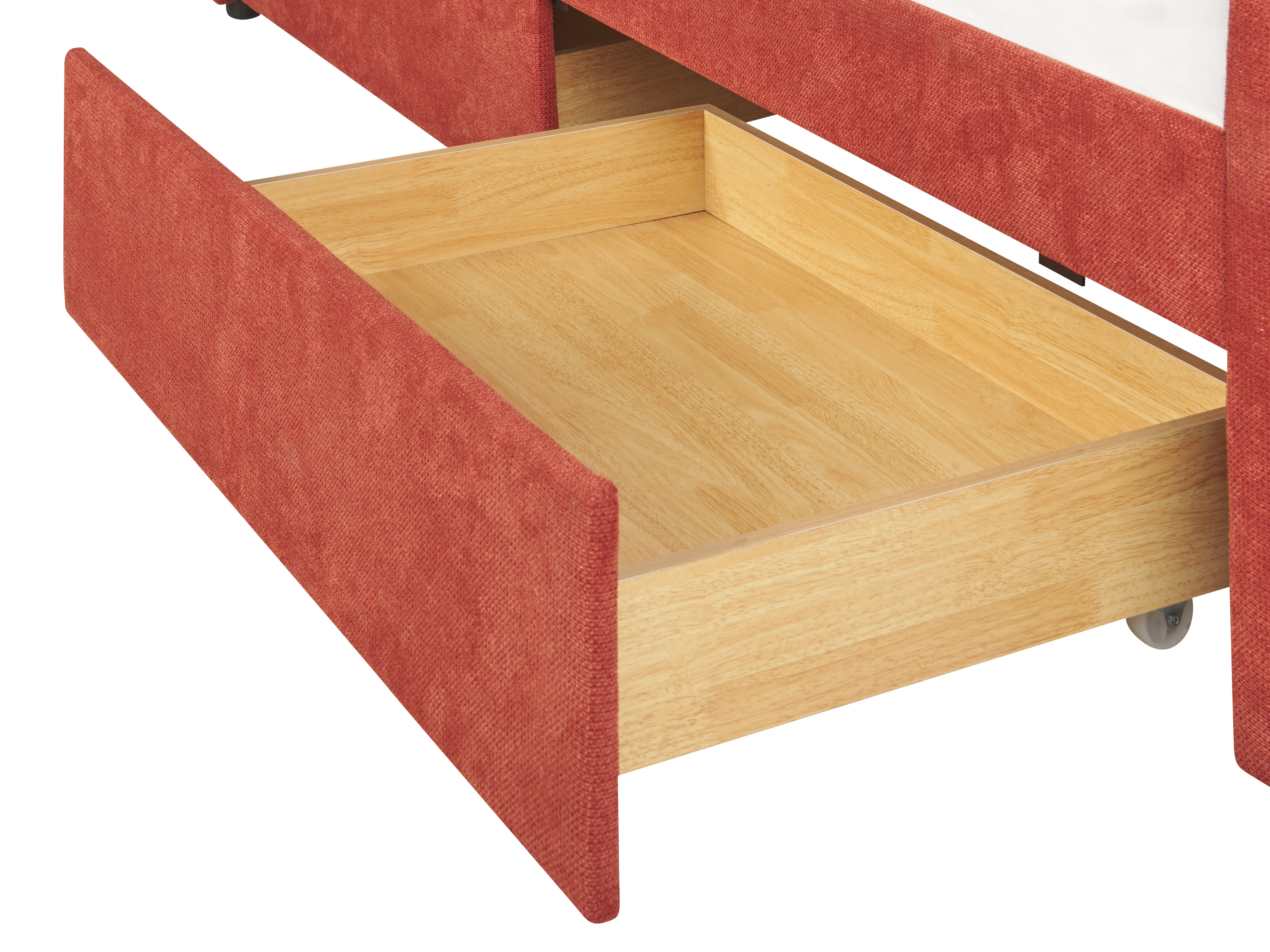 Bedbank met opbergruimte Stof VITTEL 90 x 200 cm Rood