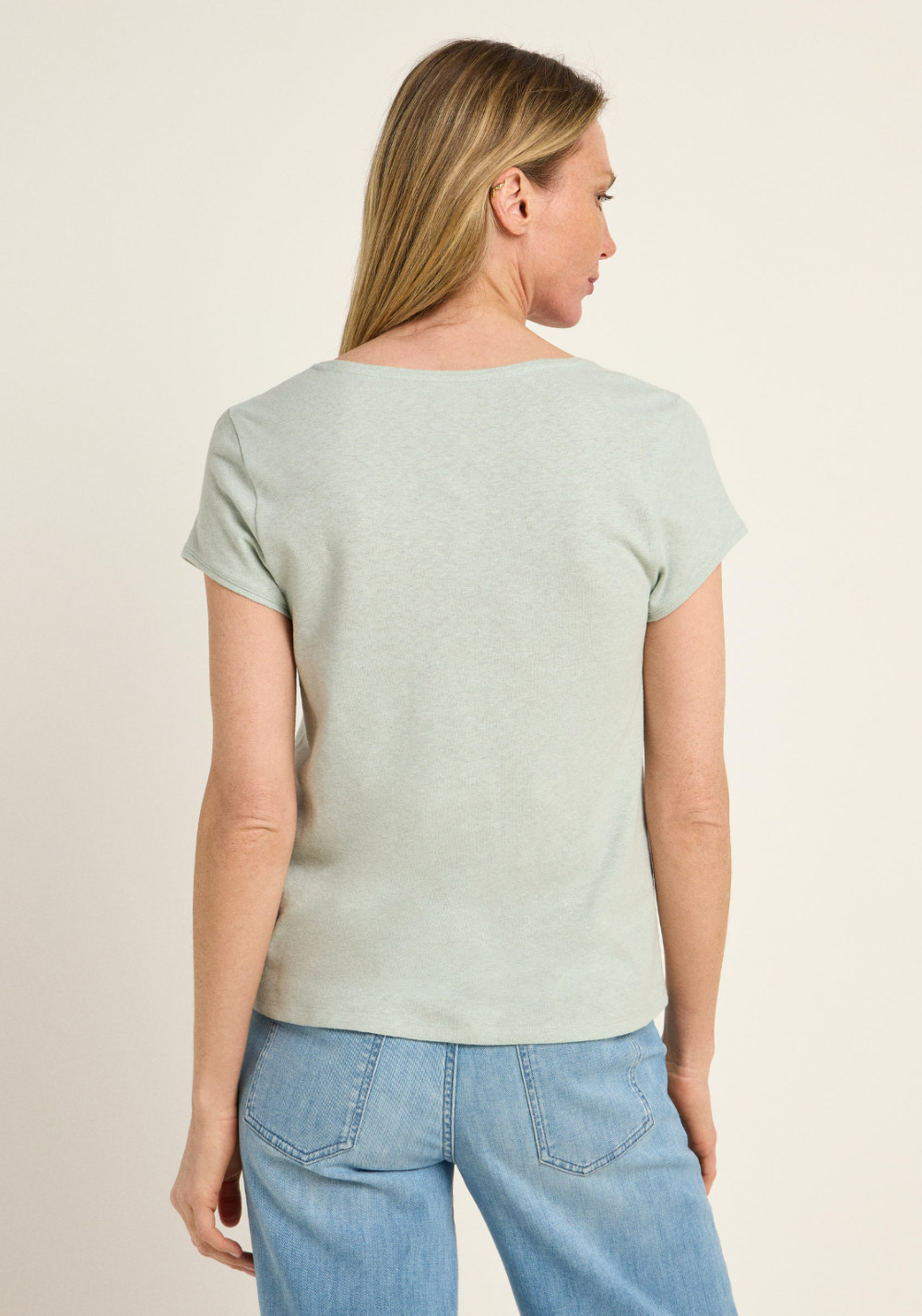 Lanius Shirt mit tiefem Ausschnitt Aqua Grey