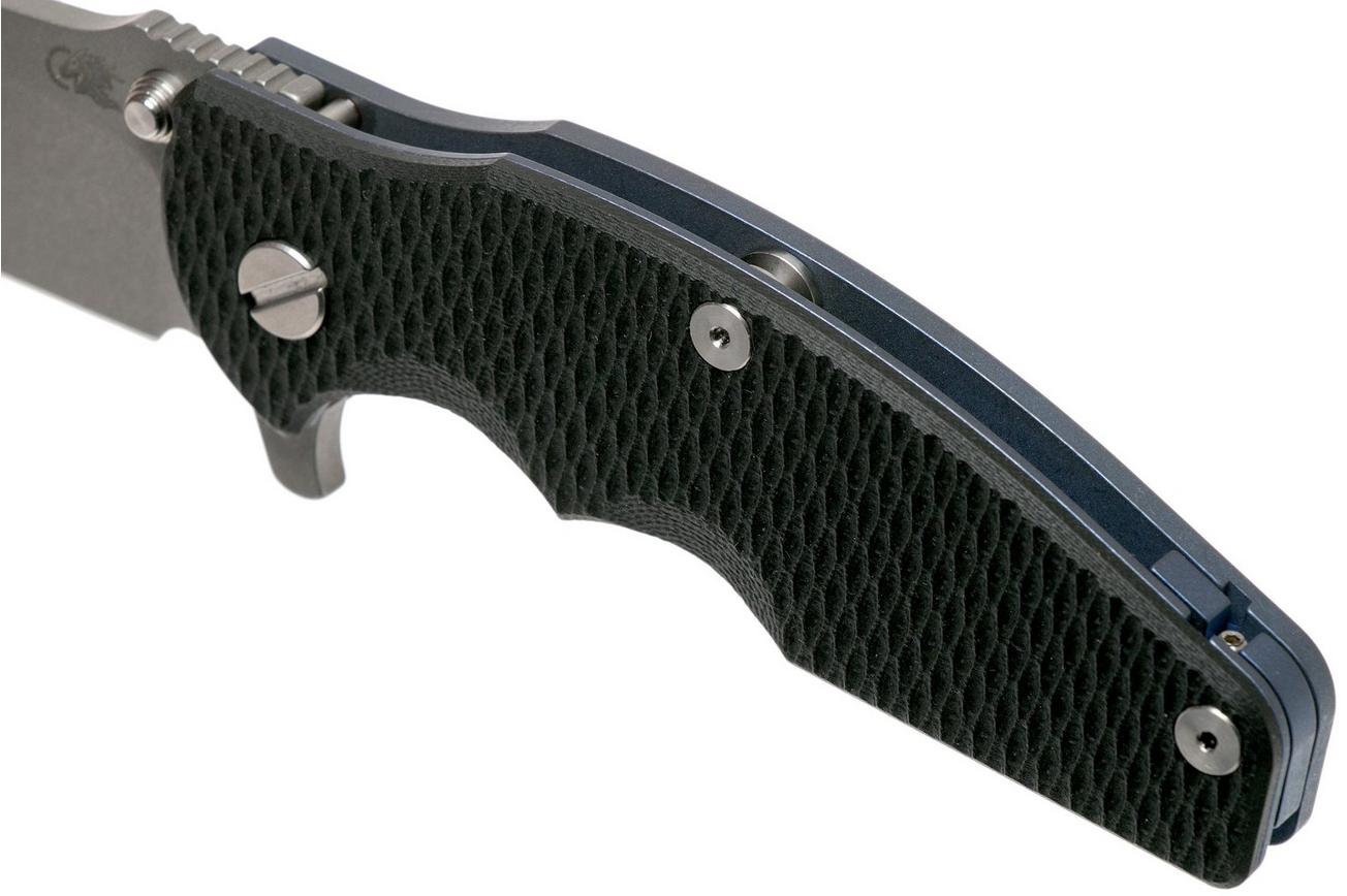 Rick Hinderer Jurassic Slicer Battle Blue Black G10 CPM 20CV zakmes