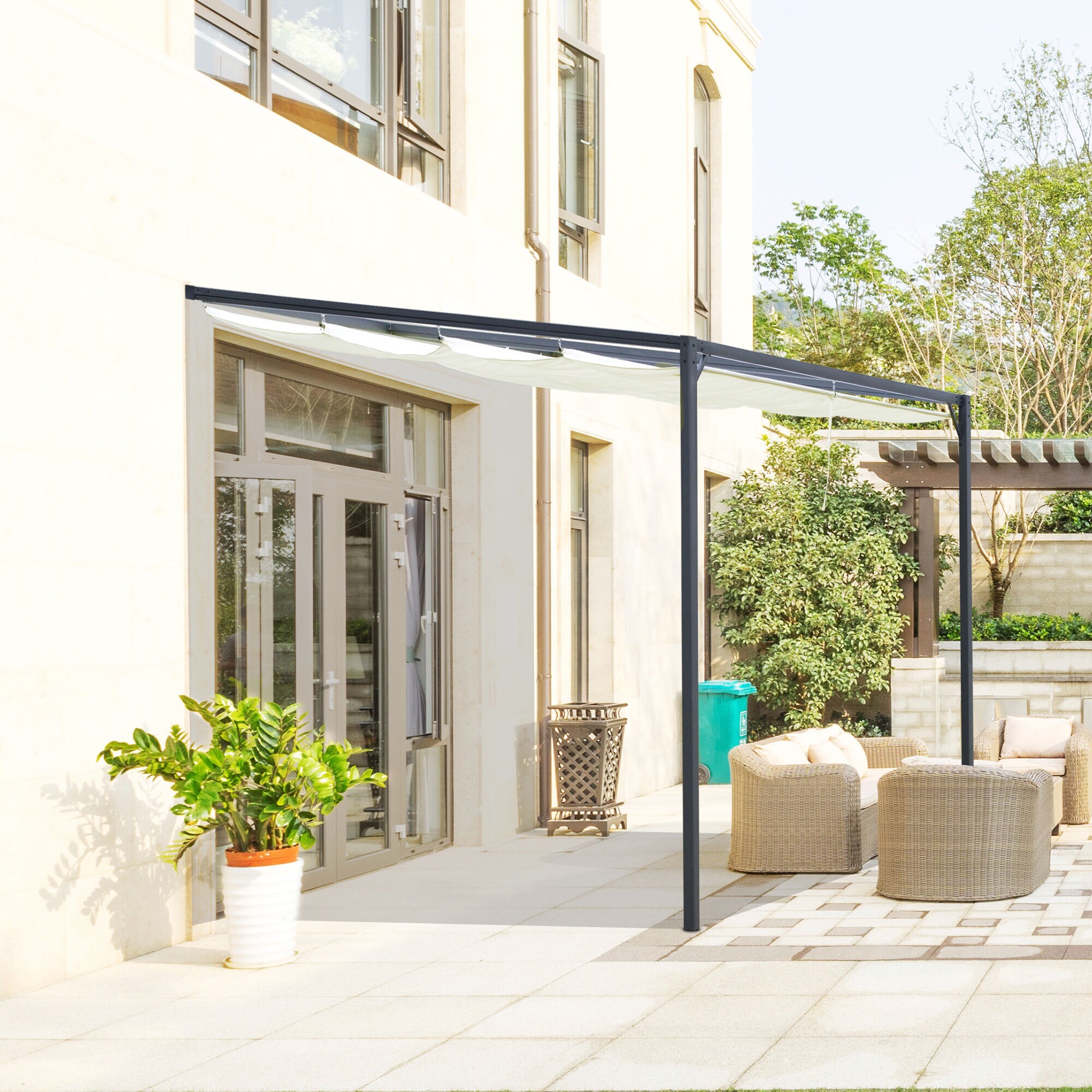 Outsunny Pergola mit Stoffdach weiß 40L x 50B x 90H cm