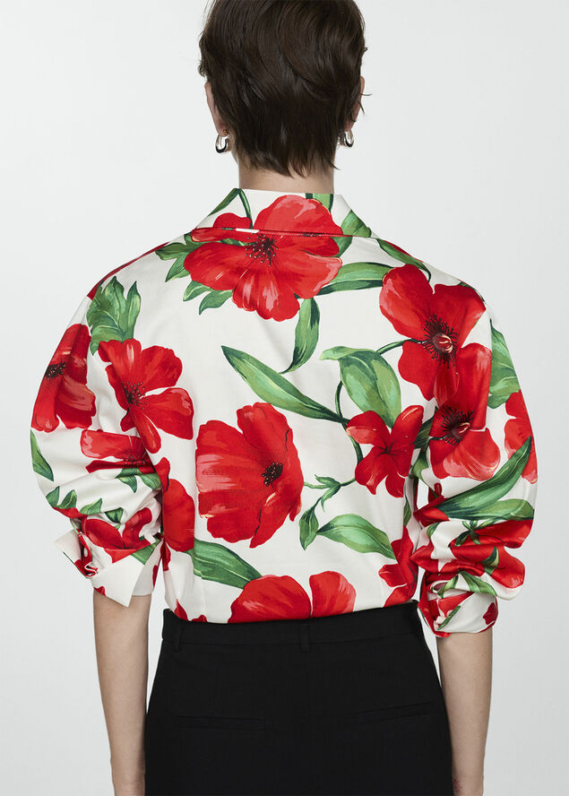 MANGO Bow printed shirt Red