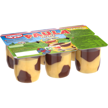 Dr. Oetker Paula Vla met Vanillesmaak en Chocoladesmaak Vlekken Mini 6 x 50 g