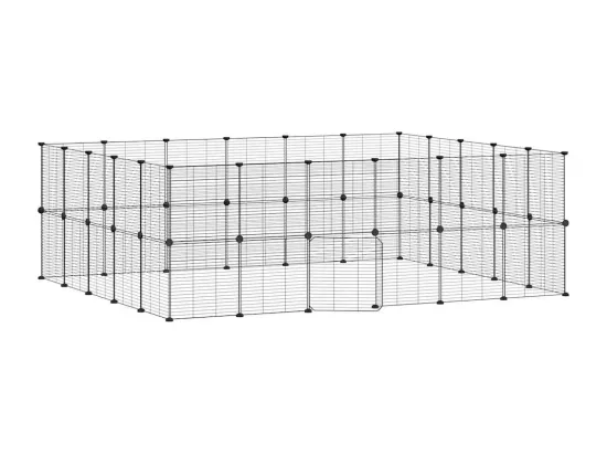 Cage animaux de compagnie à 44 panneaux et porte Noir 35x35 cm
