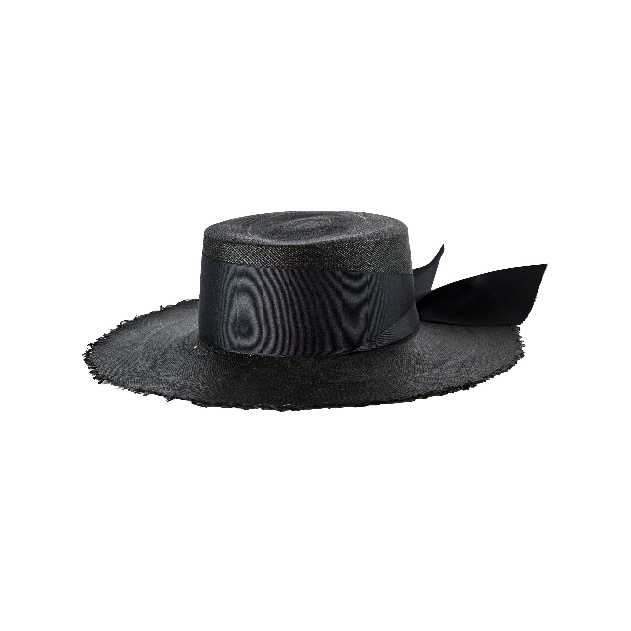 Chapeau en cuir cordovan à longs bords effilochés avec maxi nœud - ARTICLE RTS