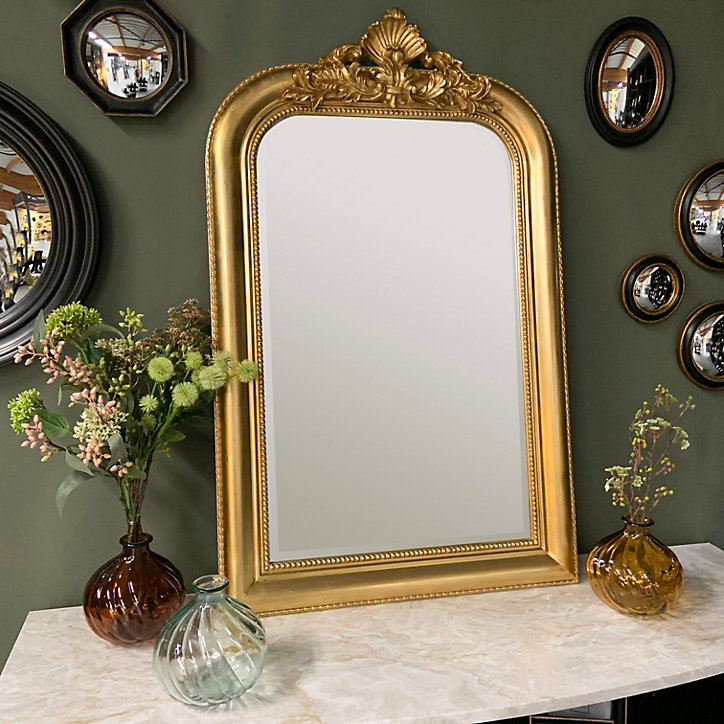 Miroir rectangulaire style vintage effet brillant doré Victoire L.66 x H.110 x ep.10 cm