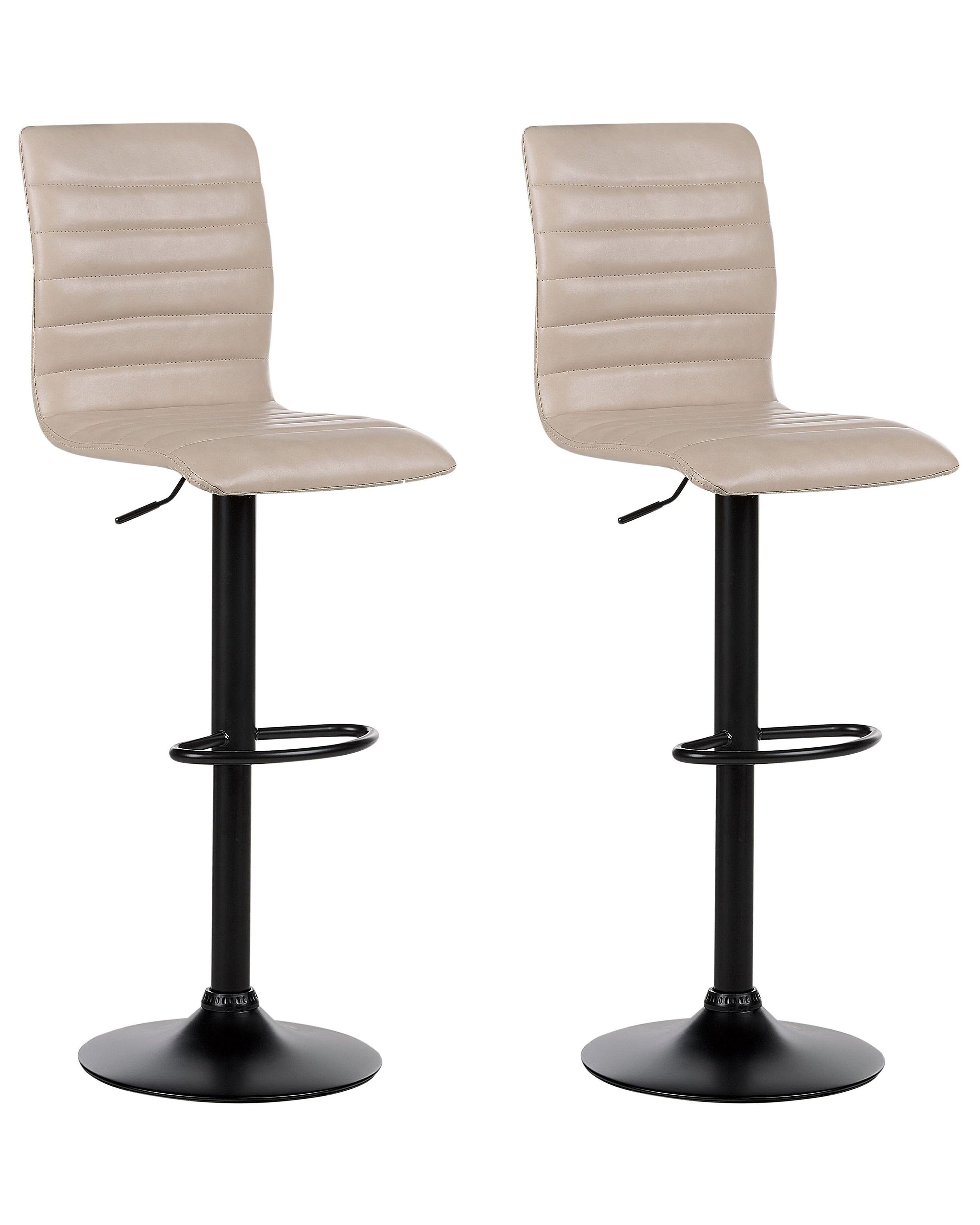 Set van 2 barstoelen LUCERNE Kunstleer draaibaar Lichtbeige