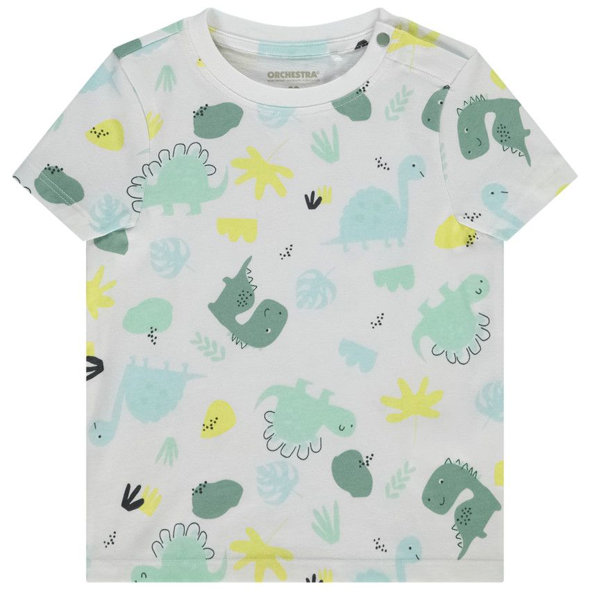 T-shirt manches courtes imprimées dinosaures pour bébé garçon - Blanc