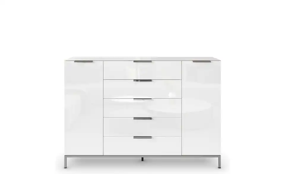 Highboard verchromt 160 cm Weiß, Eiche Artisan (Nachbildung)