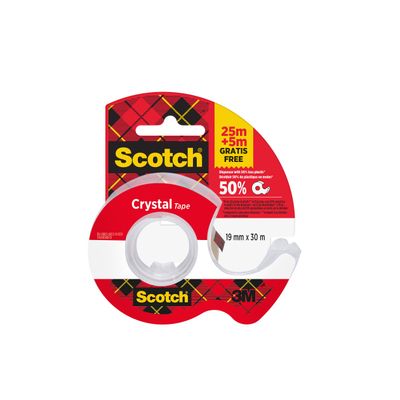 Scotch Crystal - Ruban adhésif - 19 mm x 25 m + 5 m gratuit - transparent